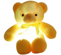 Zinsale Bear Stuffed Animal 7 Colors Light Changing Bear Plush Toy Pillow LED Luminous Night Light for Kids Sleeping (Yellow)