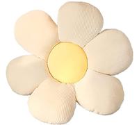 Zinsale Cute Flower Floor Pillow Cushion Throw Pillow Indie Room Decor Pillow for Teens Tweens Girls Plush Stuffed Toy for Kids Reading Nook Watching TV Bedroom (Beige Petal+ Yellow Core, 60cm)
