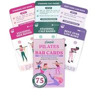 Zinsk 75 Pilates Bar Exercise Deck - Home Workouts for Upper, Lower Body, & Core - Big 3x5 Cards with Instructions & Easy-to-Read Text - Portable Kit Including a Pamphlet with 8 Workout Routines