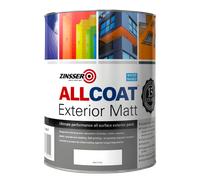 Zinsser Allcoat Exterior WB (Matt Finish) 1lt (Black or White) - White