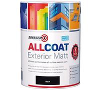 Zinsser Allcoat Exterior WB (Matt Finish) 1lt (Black or White) - Black