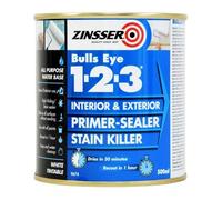 Zinsser Bulls Eye 1-2-3 Primer-Sealer & Stain Killer 500ml Ready Mixed Colour - White