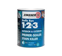 Zinsser Bulls Eye 1-2-3 Primer-Sealer & Stain Killer 1 Litre Ready Mixed Colour - White