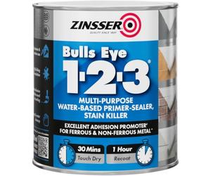 Zinsser Bulls Eye 1-2-3 Primer-Sealer & Stain Killer 500ml Ready Mixed Colour - White
