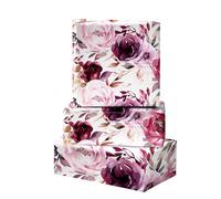 ZINTBIAL Floral Wrapping Paper Roll - Purple Rose Design, 17 Inches x 16.5 Feet, Gift Wrap for Wedding, Bridal Shower, Birthday, Mother's Day,Anniversary, Cut Lines on Back