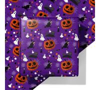 ZINTBIAL Halloween Wrapping Paper - Spooky Gift Wrap with Pumpkins, Ghosts, Witches & Cats Design - Perfect for Kids & Adults Halloween Presents - 40×28 Inches, 4 Folded Sheets