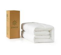 Zinus Double Cooling Mattress Topper (135 x 190 cm) - 5 cm Thick Bamboo Mattress Topper with Elastic Straps, Machine Washable - White