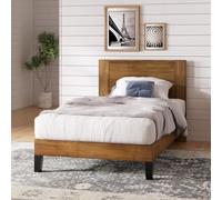 Zinus Tonja Single Bed frame - Bed 90x190 30 cm Height - Wood bed frame with Headboard - Brown