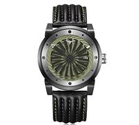ZINVO Blade Hunter Silver Men's Watch Movement Black Green Leather Steel Case