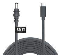 Zinweyton 20M/60FT USB C to DC Power Cable for Starlink Mini, Max 140W, 18AWG, Waterproof Grey