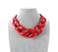 ZINXY Chunky Chain Link Choker Necklace for Women, Statement Big Collar Acrylic Beads Vintage Cuban Choker, Boho Fashion Handmade Jewelry Gifts