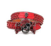 ZINXY Diamond Belt Punk Strap Diamond Belt Western Crystal Studded Belt Cowgirl Cowboy Rhinestone Belt For Women Men Studded Belt (Color : Red, Size : 125cm)