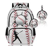 ZINYAM Baseball Backpack for Boys, Kids Baseball Backpack for School, 17inch Bookbag Set for Elementary Back to School, Baseball-5, Set Of 2, Boys Kids Baseball Backpack for School