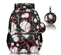 ZINYAM Baseball Backpack for Boys, Kids Baseball Backpack for School, 17inch Bookbag Set for Elementary Back to School, Baseball-2, Set Of 2, Boys Kids Baseball Backpack for School