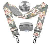 ZINZ 79.5" Universal Strap with Ultra-Thick Fixed Breathable Pad - Adjustable Heavy-Duty Shoulder Strap for Laptop, Crossbody, Luggage, Gym, Camera Bag and More,Gray Flower