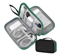 ZINZ Electronic Accessories Organizer, Travel Cable Carry Pouch Storage Bag for Laptop Attachment Cable, Cord, Charger, Earphone etc,Black-Green