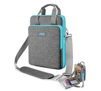ZINZ Expandable Laptop Messenger Bag for 13 Inch MacBook & iPad Pro, Slim Shockproof Case Sleeve with Secure Valuables Pocket, Business & Travel Shoulder Handbag (Gray-Blue edge)