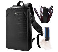 ZINZ Protective Laptop Backpack, Expandable Computer Bag Rucksack with Hard Leather Cover & 3 Compartments for 15 15.6 16 inch Notebooks, Ergonomic Shoulder Strap，B01K01