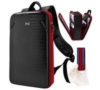 ZINZ Protective Laptop Backpack, Expandable Computer Bag Rucksack with Hard Leather Cover & 3 Compartments for 15 15.6 16 inch Notebooks, Ergonomic Shoulder Strap,B02RD01