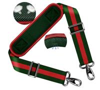 ZINZ Shoulder Strap 58" Universal Handbag Strap with Ultra-thick Fixed Padded and Dual Balanced Adjustable Buckles Shoulder Crossbody Strap for Briefcase Laptop Messenger bag Luggage，Stripes-GrRdGr