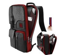 ZINZ Slim & Expandable 15 15.6 16 Inch Laptop Backpack for Business, Waterproof Anti-Theft Travel Backpack Daypack for Men and Women -Black&Red
