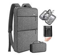 ZINZ Travel Laptop Backpack with Small Case for 15-16 inch Notebooks, Slim & Expandable Computer Bag for College Business Commute for Men and Women,Dark Gray-Gray