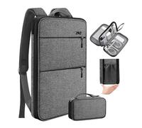 ZINZ Travel Laptop Backpack with Small Case for 15-16 inch Notebooks, Slim & Expandable Computer Bag for College Business Commute for Men and Women,Dark Gray-Black