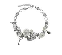 Zinzin Punk Silver Snowflake Choker Necklace, Gothic Style Titanium Steel Necklace Multi-Element Y2K Choker Adjustable Cool Necklaces for Summer Stacking