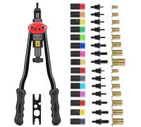 ZIOJOVK 16”Hand Rivet Nut Tool,Professional Rivet Nut Setter Kit with 15 Mandrels（M3 M4 M5 M6 M8 M10 M12 SAE 6-32,8-32,10-32,10-24, 1/4-20, 5/16-18, 3/8-16,1/2-13）and 145 PCS Rivets Nuts