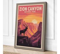 Zion Canyon Adventure Vintage Canvas Wall Art Print 24x16 Inch | Ready to Hang, Gallery Wrapped, Fade-Resistant Inks, Securely Packaged, UK Made
