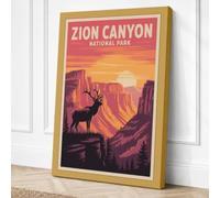 Zion Canyon Adventure Vintage Canvas Wall Art Print 24x16 Inch | Ready to Hang, Gallery Wrapped, Fade-Resistant Inks, Securely Packaged, UK Made