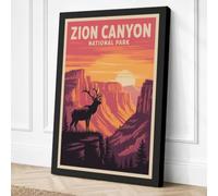 Zion Canyon Adventure Vintage Canvas Wall Art Print 30x20 Inch | Ready to Hang, Gallery Wrapped, Fade-Resistant Inks, Securely Packaged, UK Made