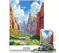 Zion Canyon Landscape Adults Puzzles 1000 Piece Jigsaws Brain Development Leisure Activity Clean Join Joyful Xmas (38x52cm)