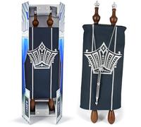 Zion Judaica 18" Decorative Torah Scroll with Embroidered Faux Leather Cover & Belt, Metal Yad Pointer & Reusable Ark Box, Educational Complete Torah Scroll Reading for Bar Mitzvah Preparation