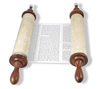 Zion Judaica 19" Complete Torah Scroll with Yad Pointer Plate and Plastic Cover Protector 19" Long Torah Scroll Tora Cover Color May Vary