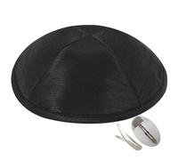 Zion Judaica Deluxe Raw Silk Kippot Bulk Packs or Single Kippah Includes Free Clips, Black, One size