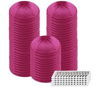 Zion Judaica Deluxe Satin Kippot Bulk Packs Kippas or Single Kippah Includeds Free Kipa Clips, Hot Pink, One size