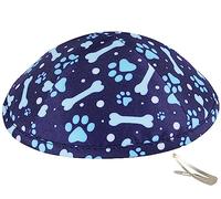 Zion Judaica Dog Lovers Kippah for Kids Teens Dogbones & Paws Patterned Yamaka Multi-Blue Designed Pet Yarmulka for Bar/Bat Bark Mitzvah Wedding Kippot w/Clips Funky Kipah