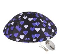 Zion Judaica Heart Kippah 6" Valentines Day Kippah Adults & Teens Designed Love Kippot for Bar or Bat Mitzvah Chuppah Wedding Yamakas w/Clip Trendy Yarmulka Black with Purple Hearts Skullcaps, Black,