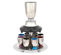 Zion Judaica Kiddush Cup Wine Fountain Becher Set For Shabbat, Passover and Holidays Multicolor,FT-024-MC