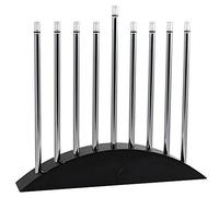 Zion Judaica Large LED Electric Hanukkah Menorah - New Classic Black & Silver Arch Style 14" Wide X 12.5" Tall