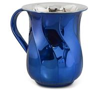 Zion Judaica Modern Netilat Yadayim Cup 5.25" Decorative Netilas Yadieyim Wash Cup Religious Hand Washing Vessel Shabbos Judaica Gift for Rosh Hashanah Yom Tov Pesach Seder Decor - Metallic Blue