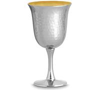 Zion Judaica Passover Seder Hammered Metal Kiddush Cup 6.5 oz Brass Stemmed Seder Wine Goblet 5.5" Tall Footed Cup for Pesach Seder Wine Cup of Redemption Elijah Cup Passover Table Decoration