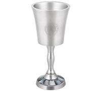 Zion Judaica Passover Seder Natural Black Pearl Inlay Kiddush Cup Goblet 6" Tall Engraved Star of David Pewter Finish Wine Cup for Shabbat Yom Tov Pesach Bat/Bar Mitzvah Pearls Wine Goblet 3.5 oz