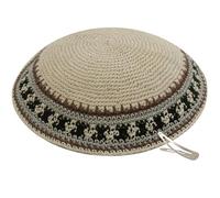 Zion Judaica Quality Knit Kippah Bulk Packs Kipppot or Single Kippas Free Kipa Clips Included, Beige Elegance, 1PC
