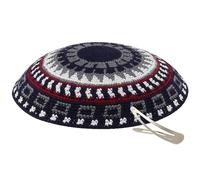 Zion Judaica Quality Knit Kippahs Bulk Packs Knitted Kippot and Single Hand-Knit Kippas Kipa Clips Included, Black Body With Grey Maroon White Supreme Quality, One size