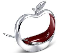 Zion Judaica Rosh Hashanah Apple Shaped Honey Dish with Dipping Spoon Jewish New Year Table Decor Artistic Carved Apple Honey Plate for Rosh Hashunah Passover Seder Charost Plate Decorative Honey Jar