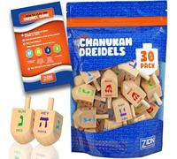 Zion Judaica Wood Dreidels Medium Sized in Bulk in Ziplock Bag (30 Pack)