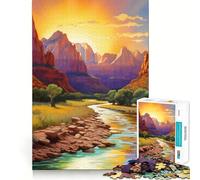 Zion National Park 1000 Piece Jigsaws for Adults Brain Training Fun Clean Cut Sturdy Components Calming Mental Break Activity (38x52cm)