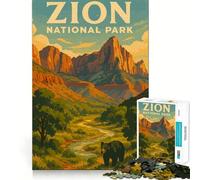 Zion National Park 1000-piece Puzzle for Teenagers Focus Memory Game Professional Grade Cutting Relaxing Indoor Group Activity (38x26cm)